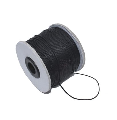 Black Waxed Cotton Cord Size - 1 MM , COTT-022-Per Roll of 5 Meter / 1 MM