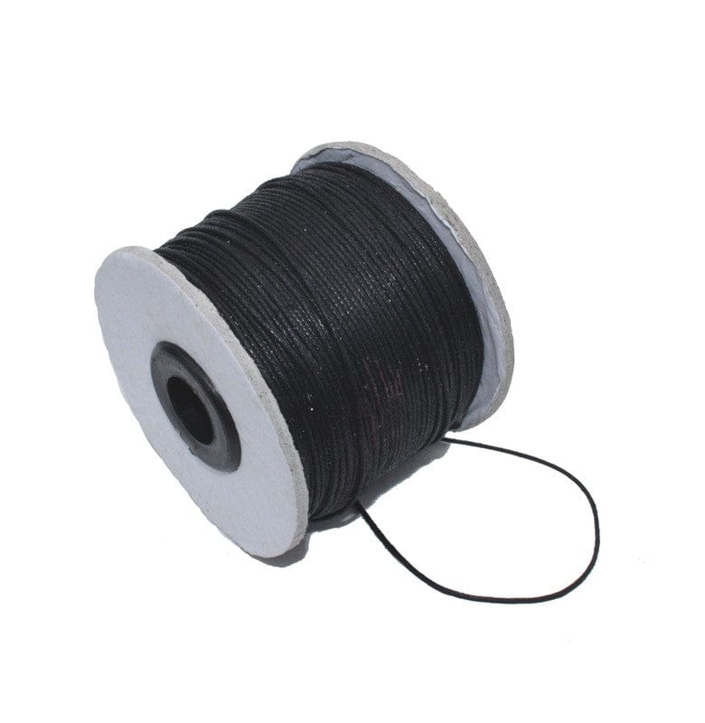 Black Waxed Cotton Cord Size - 1 MM , COTT-022-Per Roll of 5 Meter / 1 MM