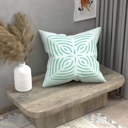 Handmade cotton applique work cushion cover - 16 X16 Inches-16X16 Inches / Square / Applique
