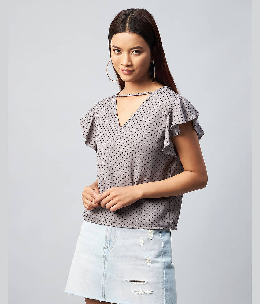 Chimpaaanzee Women's Crepe Regular Top ( Grey )
