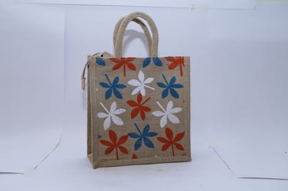Floral Print Jute Bag