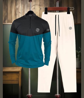 ENITOR Teal Cotton Blend Relaxed Fit Men's Tracksuit ( Pack of 1 )