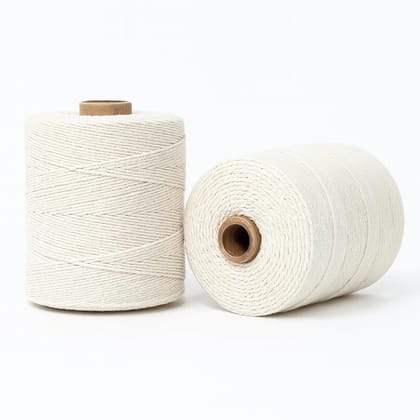 Crochet Thread Cotton Yarn – Pack of 2 Spools (1 mm, 200 g Gross Weight Each) – Approx. 150 m Length per Spool – Twisted Cord Dori for Macrame, Crochet, Knitting & DIY Projects | Off White