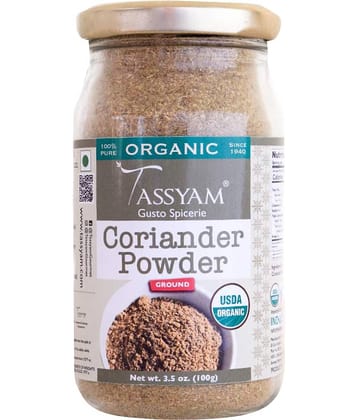 Tassyam Certified USDA 100% Organic Coriander Seeds Powder 100 gm