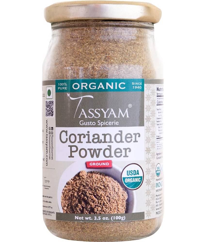 Tassyam Certified USDA 100% Organic Coriander Seeds Powder 100 gm