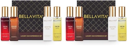 Bella Vita Luxury OUD Experience Liquid Eau De Parfum Gift Set 4 x 20ml for Unisex, Premium Long Lasting EDP Perfume, Oudh Fragrance Scent (Pack of 2) Bella Vita Luxury OUD Experience Liquid Eau De Parfum Gift Set 4 x 20ml for Unisex, Premium Long Lastin