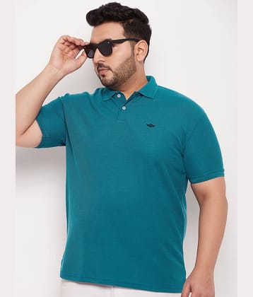 GET GOLF Pack of 1 Cotton Blend Regular Fit Solid Half Sleeves Men's Polo T Shirt ( Teal Blue )