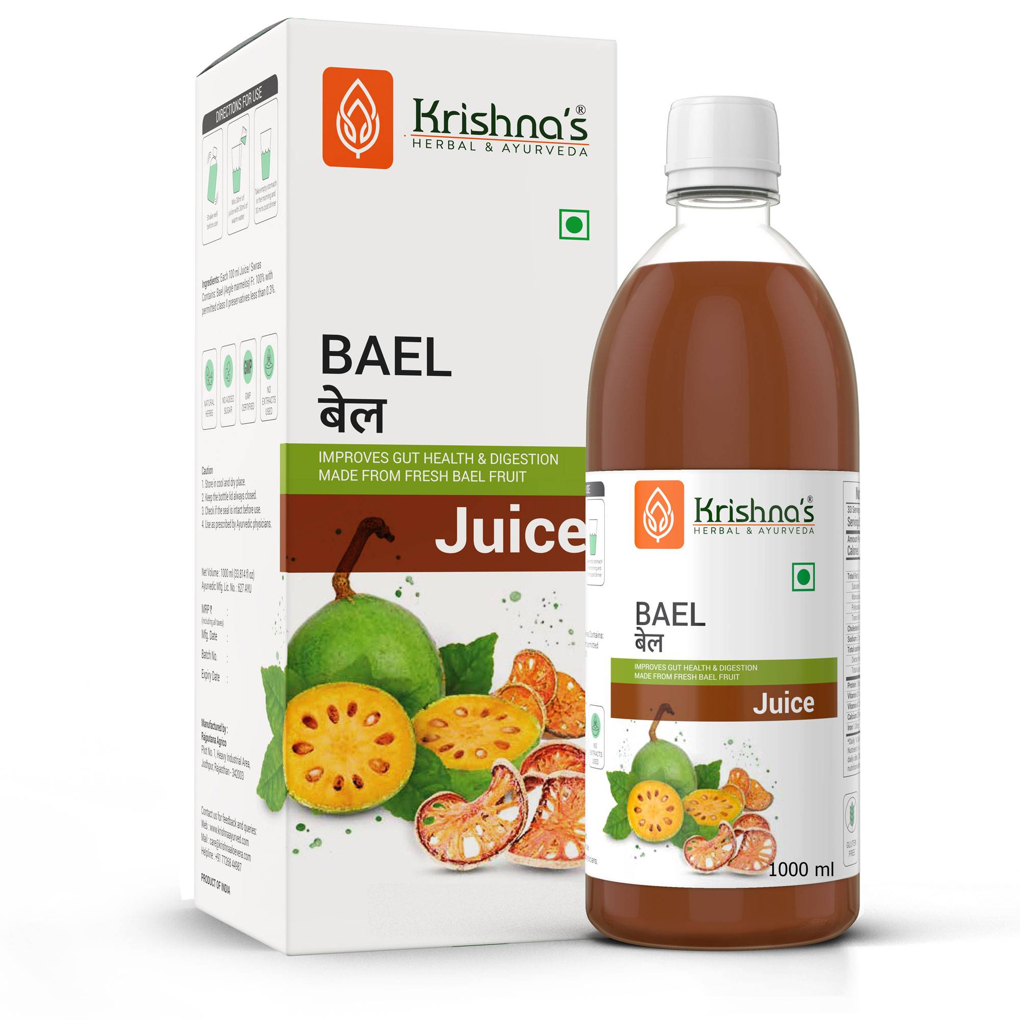Krishna's Herbal & Ayurveda Bael Juice  1000 ml Pack of 1