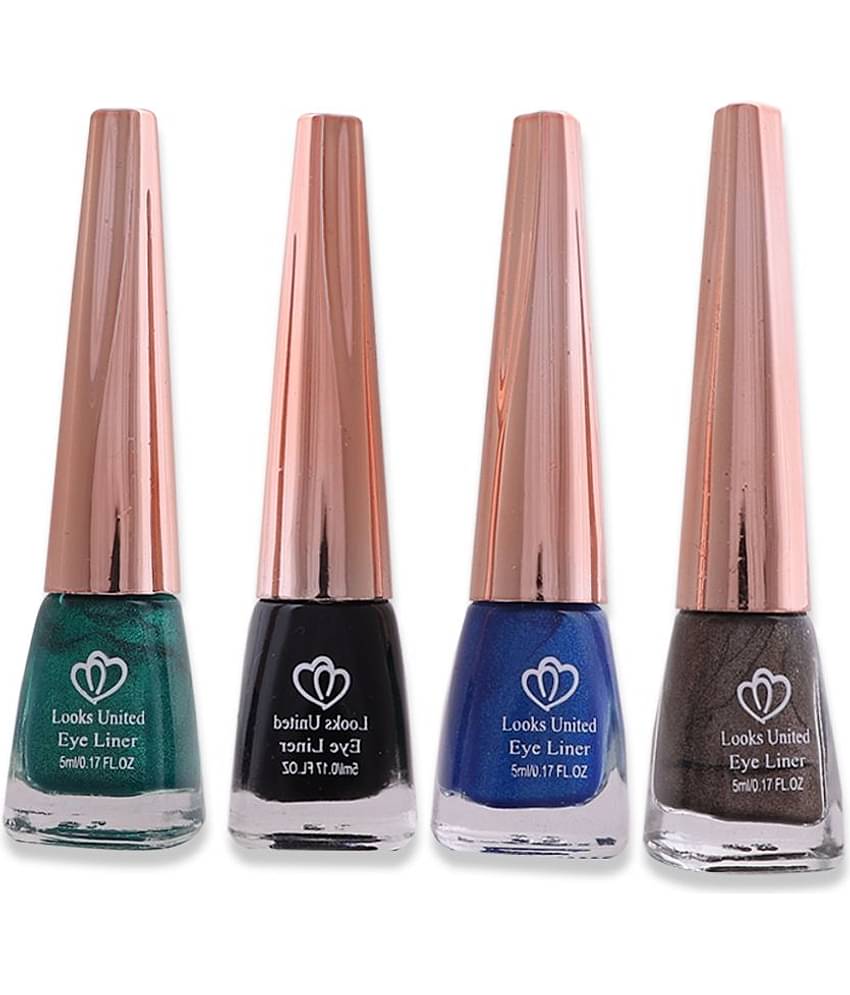 Looks United - Green Metalic Eye Liner Liquid ( Pack of 4 )