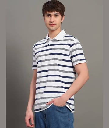 GET GOLF Men Cotton Blend Regular Fit Striped Polo T Shirt ( Maroon )