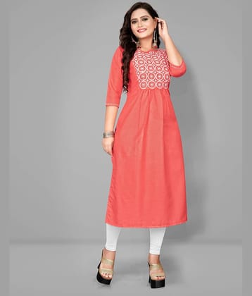 Lerkiza - Pink Cotton Women's A-line Kurti ( Pack of 1 )
