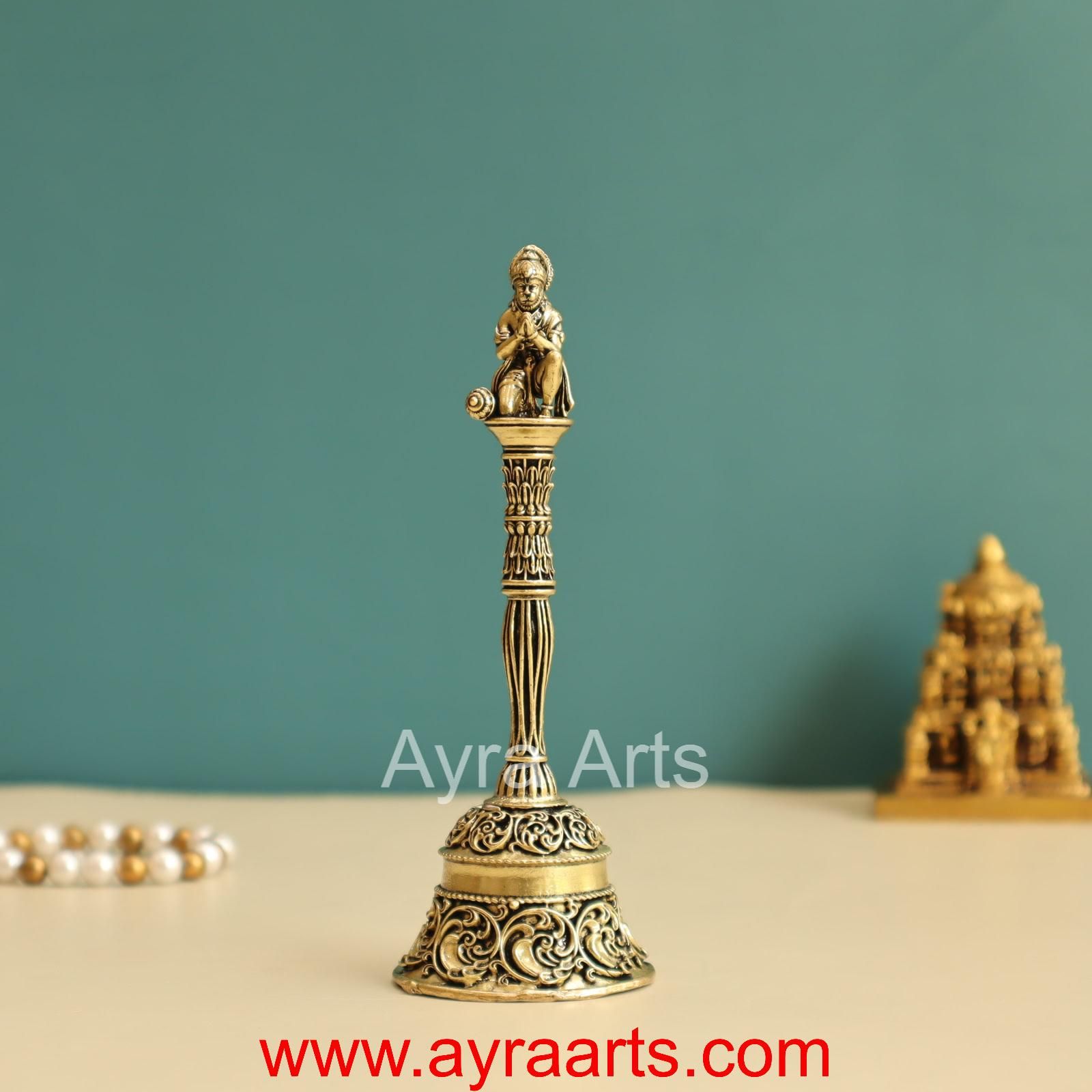 Premium Brass Hanuman Ghanti Bell for Pooja - 5.5 Inch Height