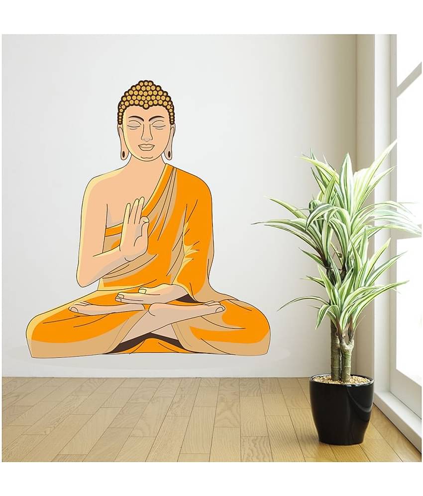 Wallzone Buddha Medium Vinyl Wallstickers (70 cm x 70 cm) Sticker ( 70 x 70 cms )