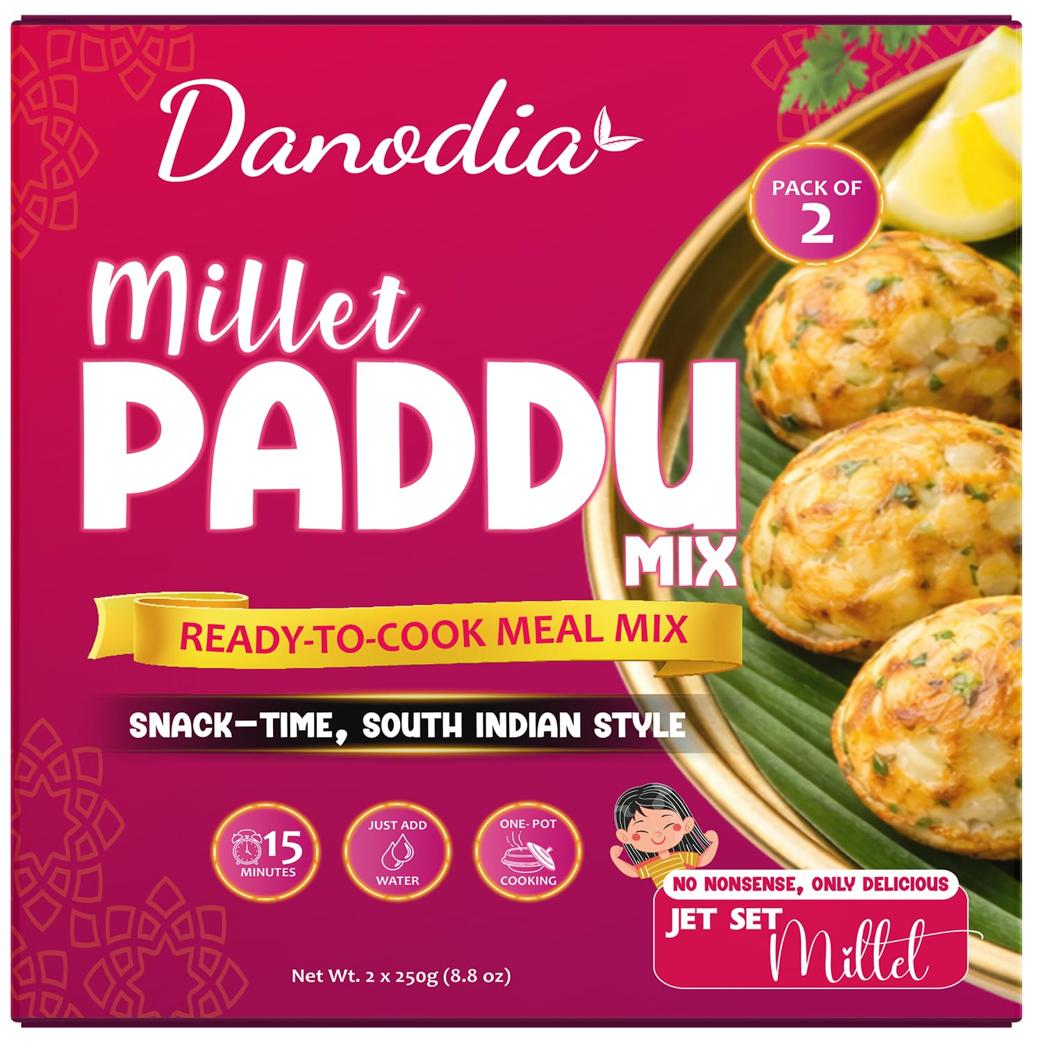 Danodia Foods Millet Paddu Mix, 250 gm Each - Pack of 2