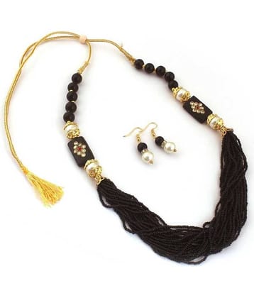 Jewar Mandi None Black Contemporary/Fashion Necklaces Set Long Haram