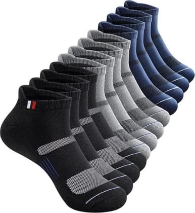 Bindian Men's Ankle Socks, Cushioned Breathable Sports Socks with Arch Support, Reinforced Heel & Toe, Low Cut Performance for Running, Gym (Pack of 8)