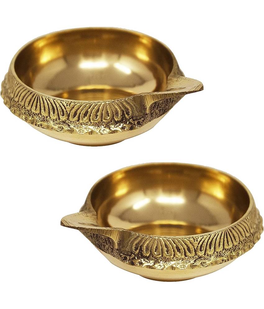 BHARDWAJ RETAILS Brass Designer Diya - Pack of 2