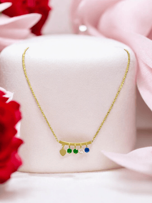 Gold Necklace with Multicolored Stones