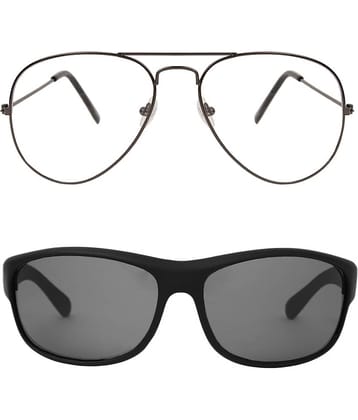 Kanny Devis - Black Wrap Around Sunglasses ( Pack of 2 )