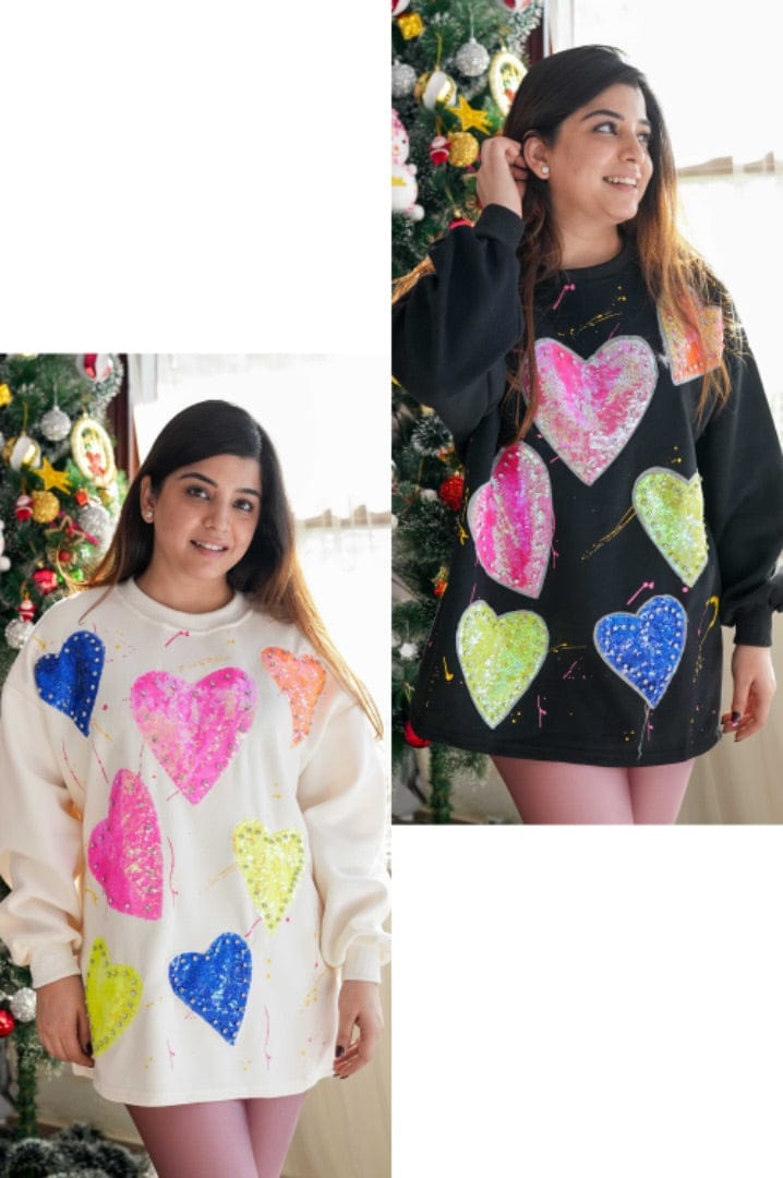 Ferris Blingy Heart Sweatshirt-White