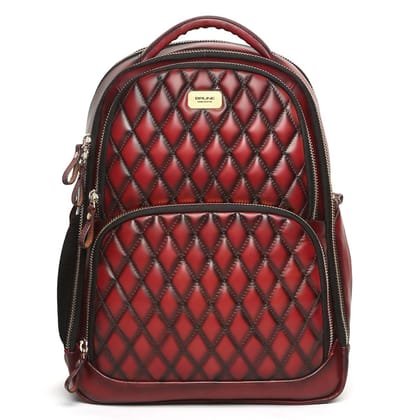 Diamond Stitched Backpack Wine Leather By Brune & Bareskin-FS