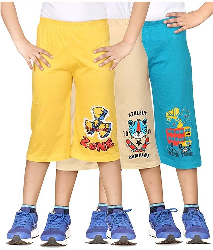Dongli Pack of 3 Cotton Three-Fourth For Boys ( Multi Color )