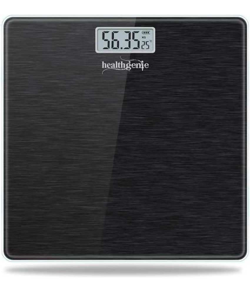 Healthgenie Electronic Digital Weighing Machine Bathroom Personal Weighing Scale-Brushed Black