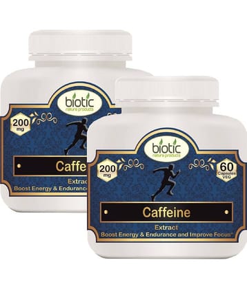 Biotic Natural Caffeine Extract Capsules - 200mg Capsule 120 no.s Pack of 2
