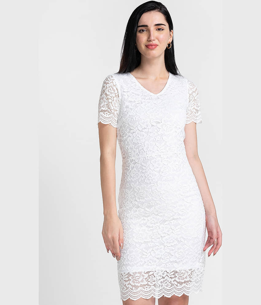 Globus - White Polyester Women's Bodycon Dress ( Pack of 1 )