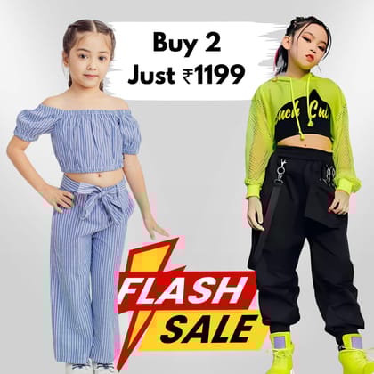 KIDSCUDDLES GIRLS DRESSES SKYBLUE GREEN (Combo Pack Of 2)-1-2 YEARS