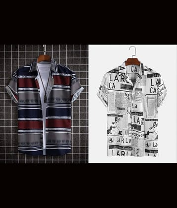Qlonz store Elastane Regular Fit Printed Half Sleeves Men's Casual Shirt - Multi ( Pack of 2 )