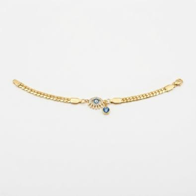 Crystal Sunburst Evil Eye Charm Bracelet | Gold-Tone Anti-Tarnish Imitation Jewellery
