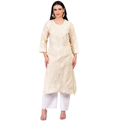 MRS RIGHT CHIKANKARI EMBROIDERED PREMIUM COTTON KURTI PALAZZO SET FOR WOMEN AND GIRLS