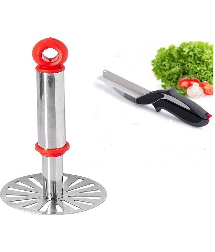 ASQURE Combo Potato Masher & Cleaver Cutter Kitchen Tool Set - Multicolour  2 PC