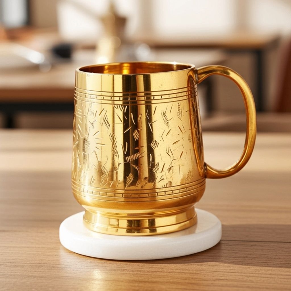 Brass Beer Mug Glass, 400 Ml (ZMAS267 C)