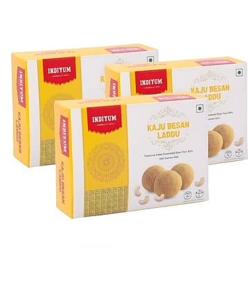 Indiyum Kaju Besan Ladoo 1.2kg - 400 gm Pack of 3
