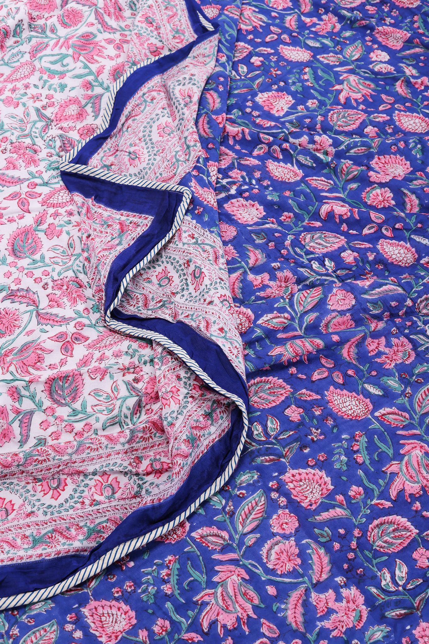 Arohi Jaal Navy Blue Reversible Cotton Muslin Dohar-Single - 60 x 90 in / Navy / Navy