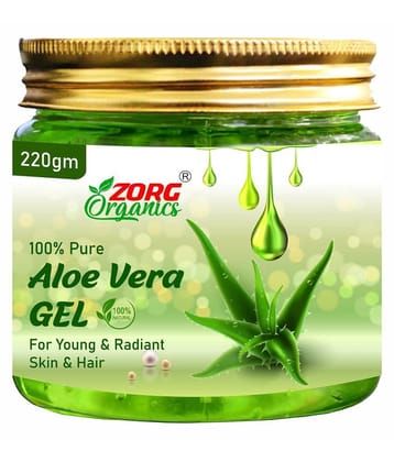Zorg Organics 100% Pure Aloe Vera Gel for Beautiful Skin & Hair Moisturizer 220 gm