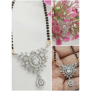 Premium Quality AAA CZ Stones Leaf Shape Mangalsutra Chain Set