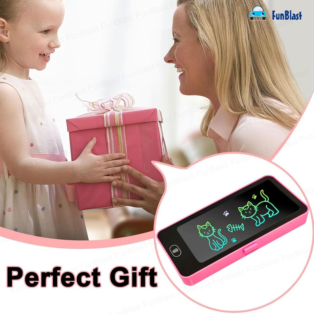 Writing Tablet Pencil Case for Kids – 2 in 1 LCD Digital Slate for Kids, E-Note Pad, Pencil Box for Kid, Doodle Writing Board for School Going Kid, Educational Toys (Pink)