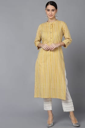 Mustard Cotton Straight Kurta VCK8681
