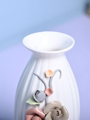 Classic Bloom - White Cylindrical Vase