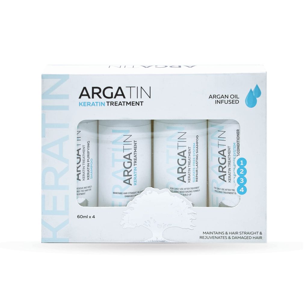 Argatin Monodose Kit Keratin Smoothing Treatment Cream | Purifying Shampoo| Conditioner And Hair Repair Shampoo | Professional For Straightening And Smoothing 240 Ml