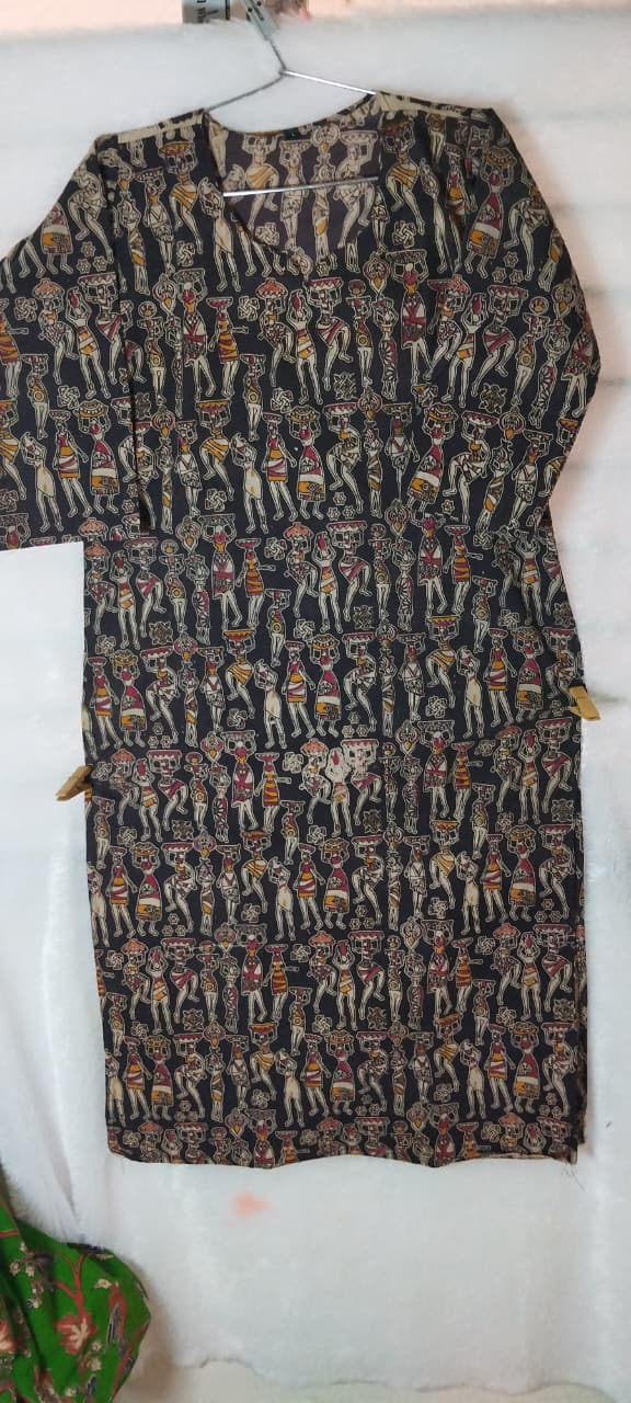 Kalamkari straight cut kurtis