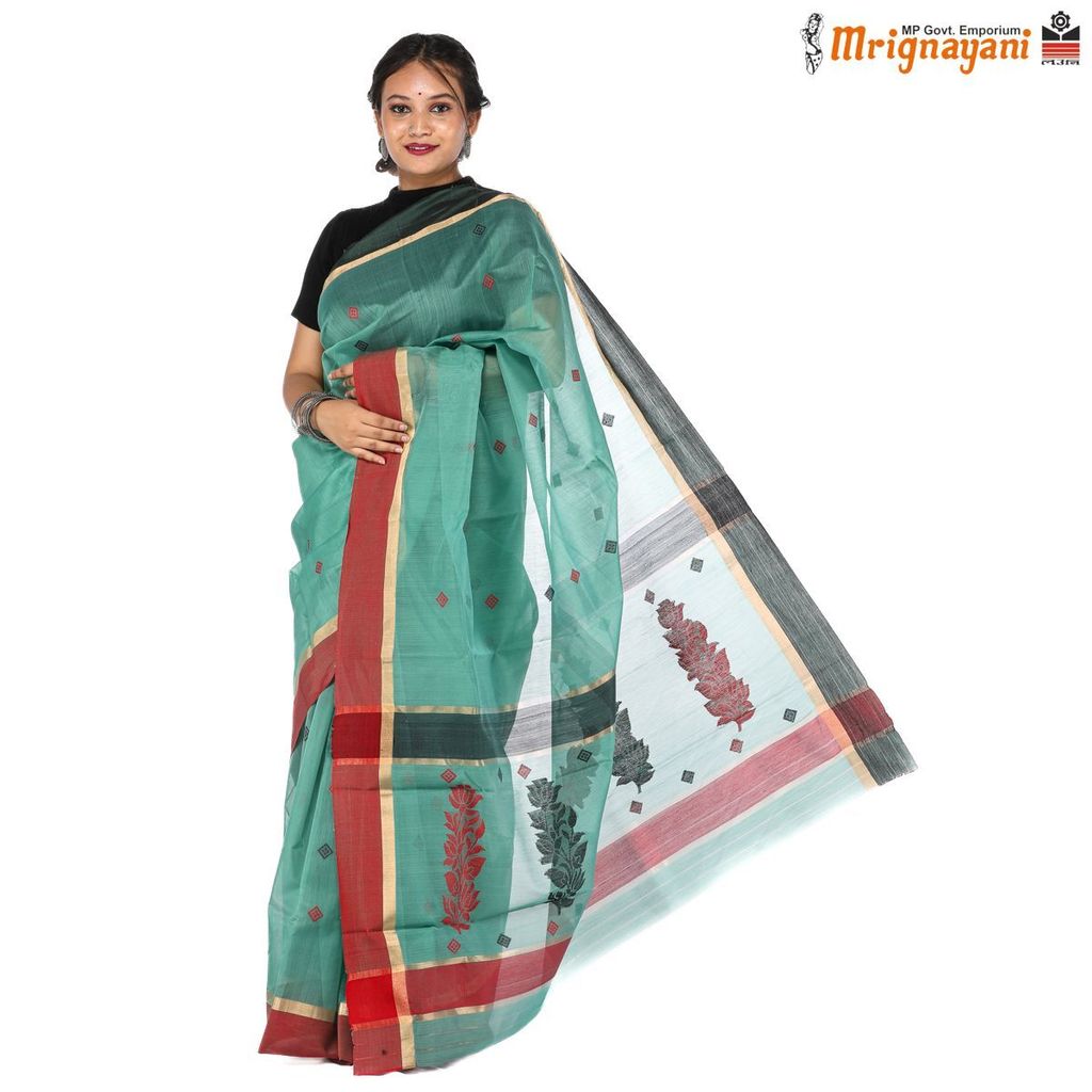 HANDLOOM CHANDERI SILK SAREE WITH BLOUSE (SKU - 1SC103310522 SAREE-1043) - Sarees | Buy online on ZillyBuy