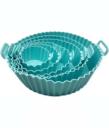 6 pcs. Reusable Air Fryer Silicone Pot Liners | Non-Stick Heat-Resistant Basket Baking Trays | Airfryer Oven Accessories | Dishwasher Safe | Multicolor | (Pack of 1)