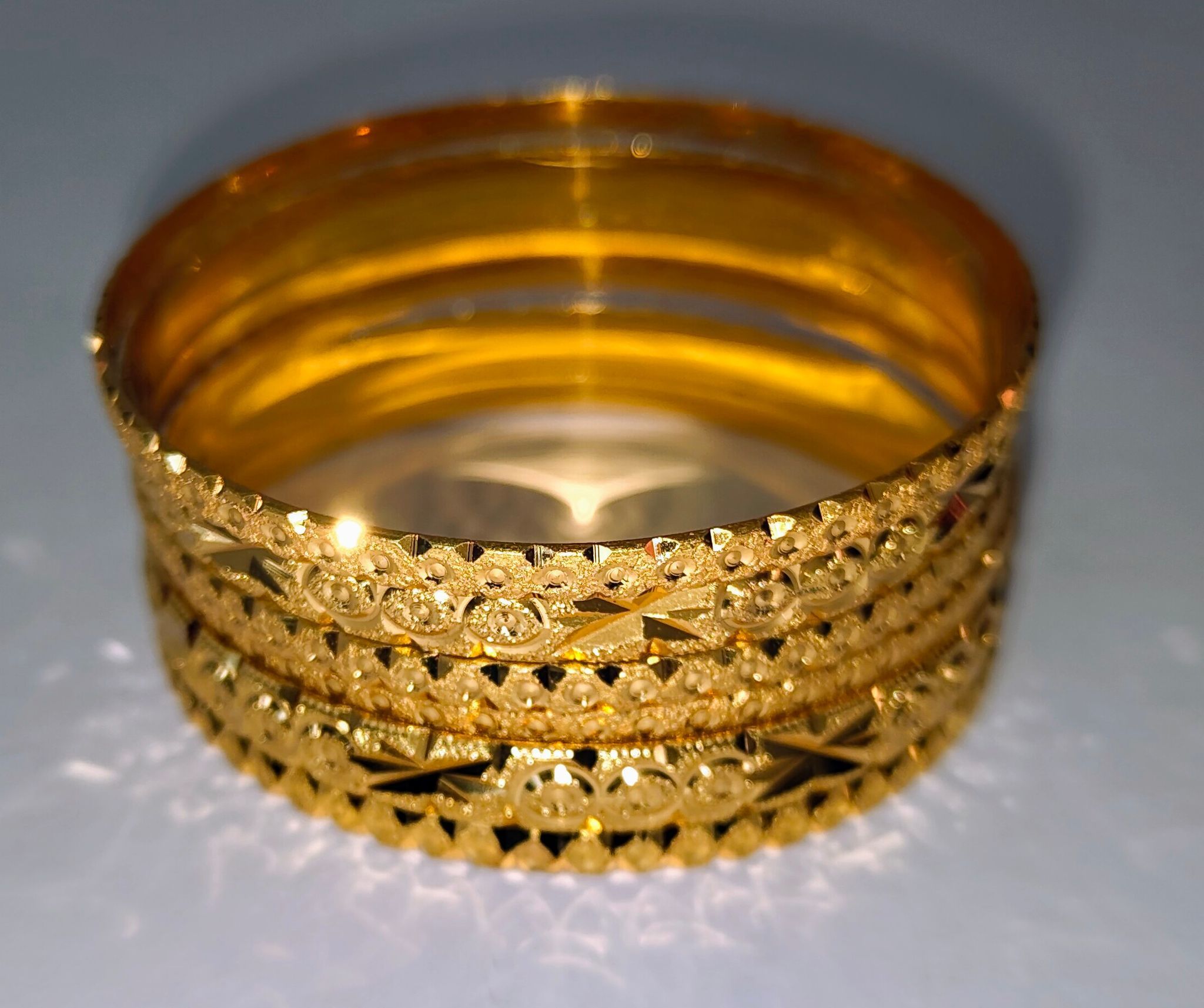 Gold plated Textured Bangle Set of 6