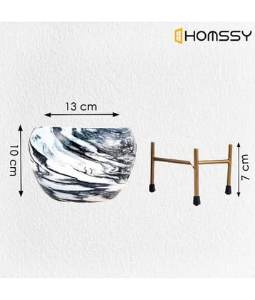 HOMSSY - Black Metal Decorative Pots ( Pack of 1 )