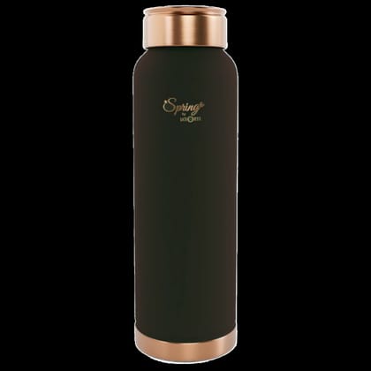 LA'FORTE Pure Copper Water Bottle with Leak Proof Lid, Premium Silicone Coating (1000 Ml) Black