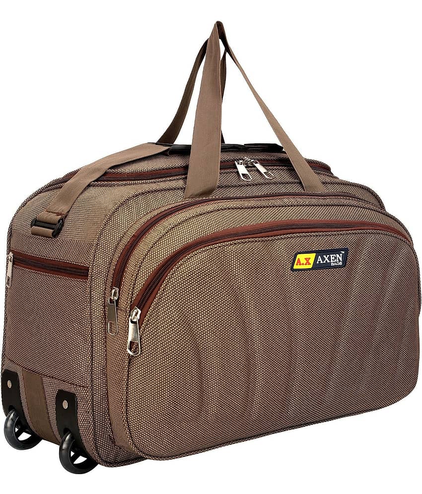 AXEN BAGS 60 Ltrs BROWN Polyester Duffle Trolley